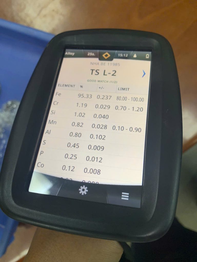 材料検査の結果 写真